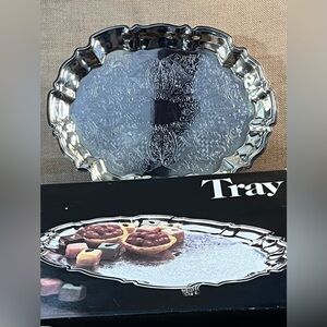 Vintage Leonard Silver Plate Serving Tray 14.5" *11" With Intricate Design
